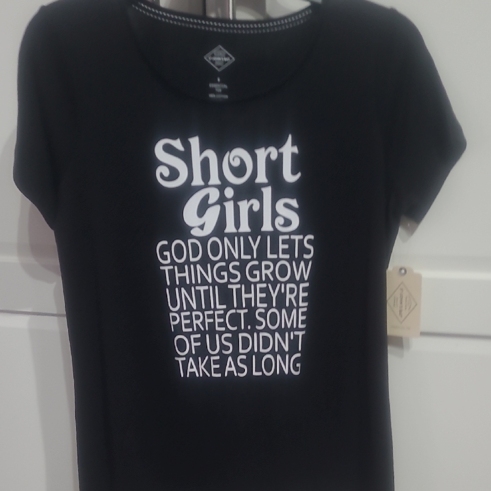Short Girls Womens Black St John"s Bay. White Vinyl.on A  Black Tee Shirt New Sm